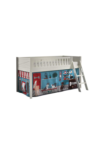 58 aufm Kessel KINDERBETT Karyl 208x114x135 Massivholz Weiß Textilset Pet Shop