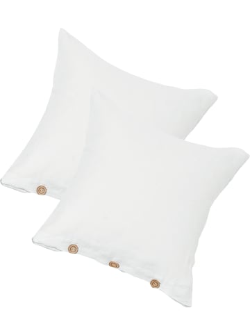 Erwin Müller Halbleinen, Leinen / Halbleinen Kuschelkissenbezug 2er-Pack Deggendorf in weiß