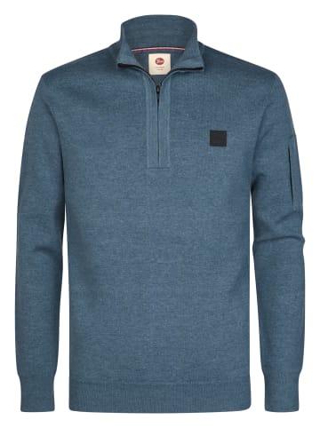 Petrol Industries Utility-Strickpullover mit kurzem Reißverschluss stonefield in Blau