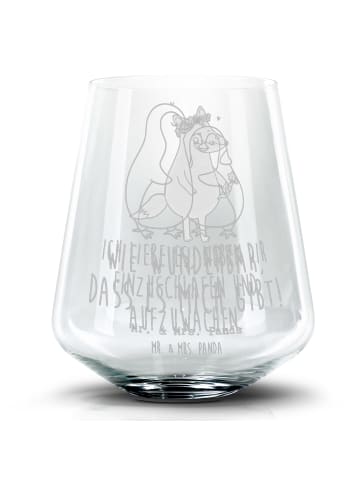 Mr. & Mrs. Panda Blümchentail Glas Pinguine Einschlafen mit Spruch in Transparent