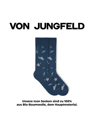 von Jungfeld Gemusterte Socken Classic & Icons Socken Bundle in Dunkelblau
