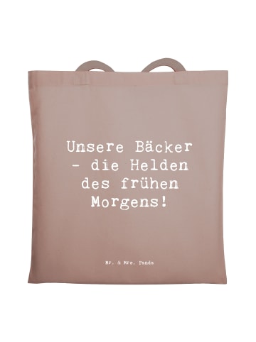 Mr. & Mrs. Panda Schultasche Spruch Bäcker Helden mit Spruch in Braun Pastell