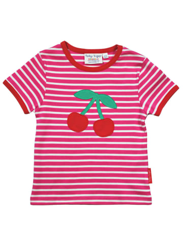 Toby Tiger T-Shirt mit Kirsch Applikation in rosa