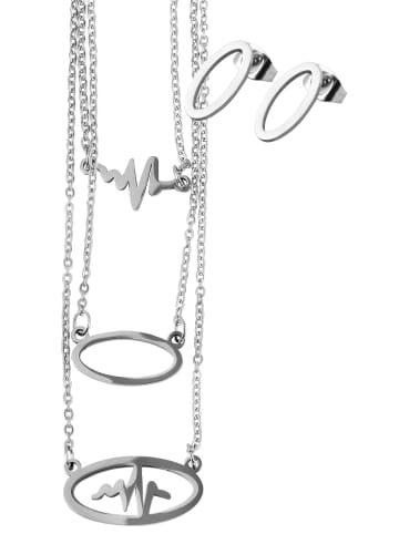 Adeliás Damen Halskette mit Anhänger – Herz aus Edelstahl in silber