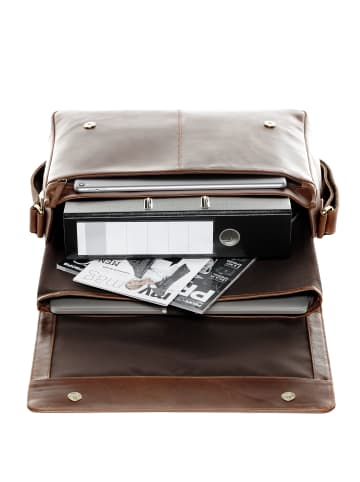 SID & VAIN Leder-Messenger Laptoptasche »SPENCER« in braun