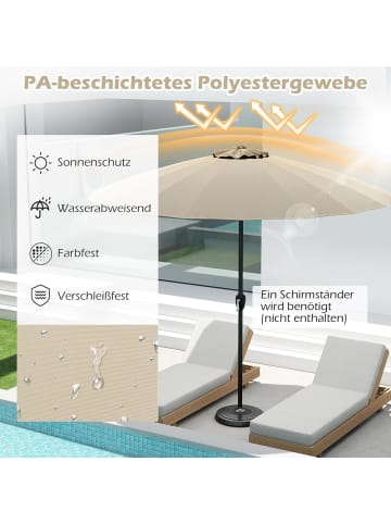 COSTWAY Sonnenschirm beschichtet mit Kurbel in Beige