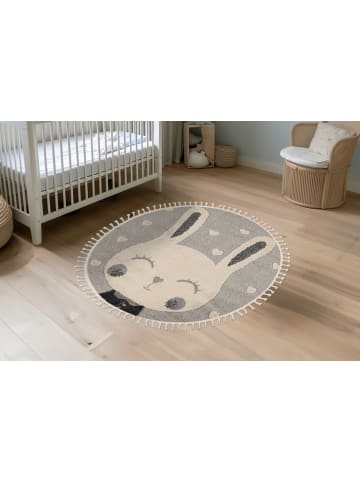Kayoom Kinder Teppich Modena 420 in grau - rund
