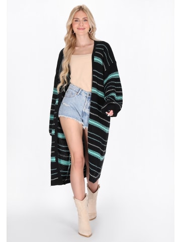 IZIA Women Cardigan in black aqua