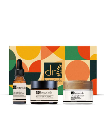 Dr Botanicals 3tlg Set Teebaum-Gesichtspeeling, Gesichtsöl & Algencreme