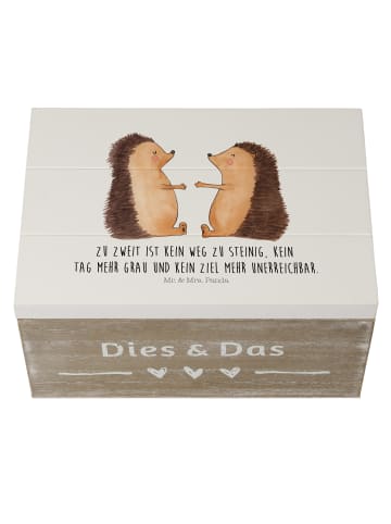 Mr. & Mrs. Panda kiste holz Hochzeit Igel mit Spruch in Weiß