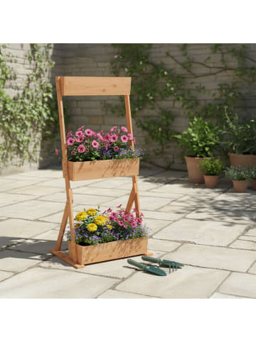 relaxdays Vertikalbeet "3 Kästen" in Natur - (B)60 x (H)140 x (T)50 cm