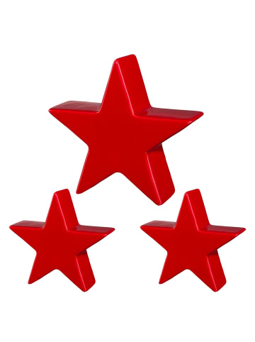 Creativ home 3er Set: Deko-Figur Stern aus Keramik in rot