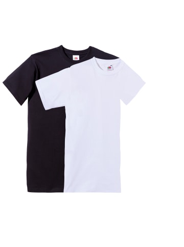 Fruit of the Loom Single-Jersey Unisex-T-Shirt, 2er-Pack in schwarz/weiß