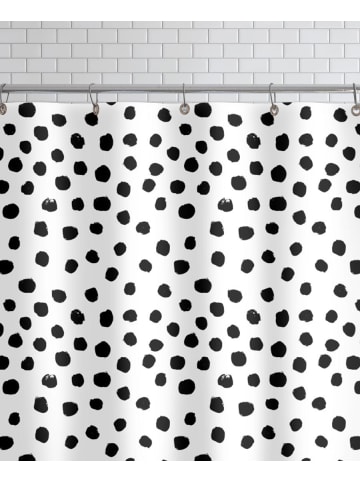 Juniqe Duschvorhang "Dots Black And White" in Gelb & Schwarz