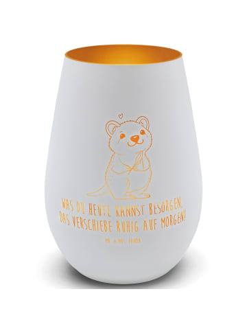 Mr. & Mrs. Panda Teelichthalter Glas Quokka Happy mit Spruch in Weiß