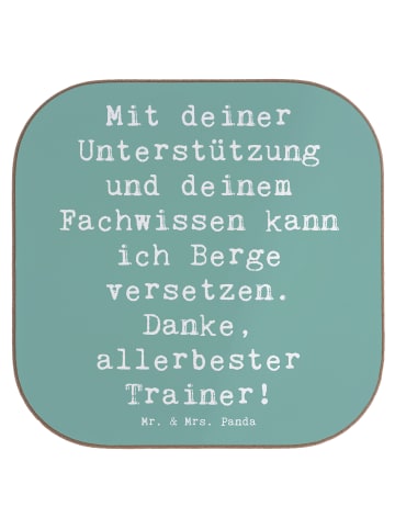 Mr. & Mrs. Panda Untersetzer Spruch Bester Trainer mit Spruch in Meeresbrise