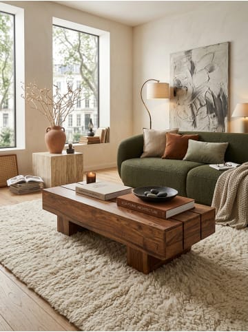 KADIMA DESIGN Wohnzimmertisch Sheesham | 120cm, Massiv, Dunkelbraun, Landhaus in Braun