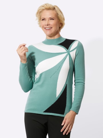 WITT WEIDEN Stehkragenpullover in salbei-ecru-gemustert