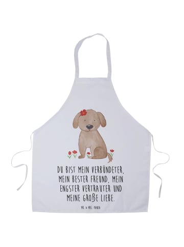 Mr. & Mrs. Panda Schürze Hund Dame mit Spruch in Weiß