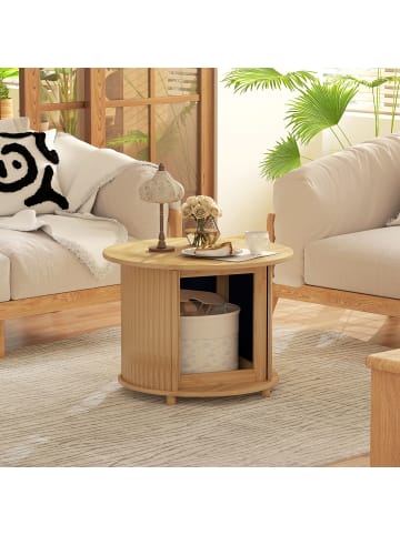 HOMCOM Couchtisch-Ø60 x 45H cm-Naturholz