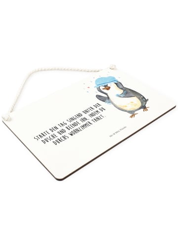 Mr. & Mrs. Panda Schild Pinguin Duschen mit Spruch in Weiß