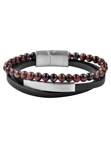 Adeliás Unisex Armband – Lederarmband aus Leder mit Tigerauge 21 cm in schwarz
