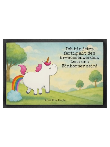 Mr. & Mrs. Panda Fussmatte Einhorn Pupsen Design mit Spruch in Weiß
