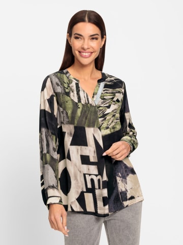 Heine Druckbluse in sand-khaki-bedruckt