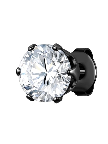 True Rebels Ohrstecker Edelstahl schwarz Zirkonia weiß in schwarz