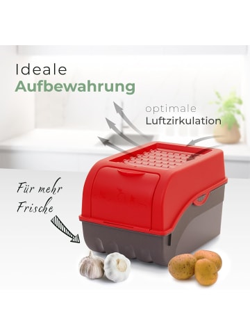Novaliv Kartoffel Aufbewahrungsbox | 2x klein 3,5L | ROT | Zwiebelbox | Gemüse in Rot