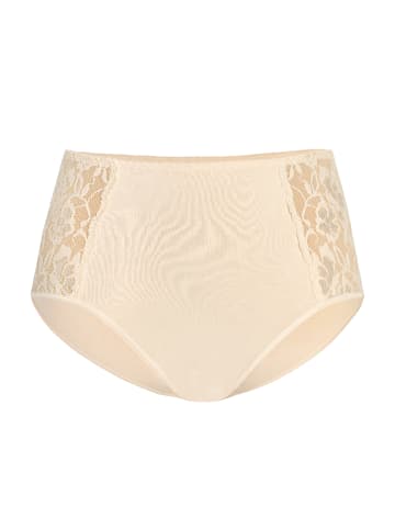 Teyli Hohe Taille Baumwollslip mit floraler Spitze Loren in beige