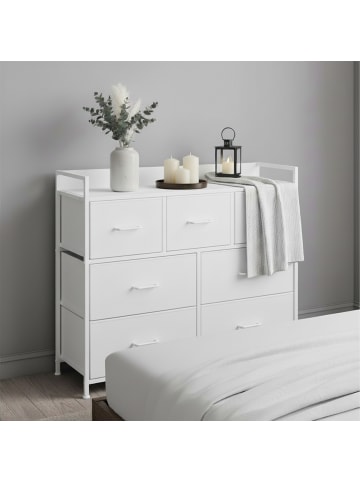 relaxdays Kommode in Weiß - (B)85 x (H)98 x (T)28,5 cm
