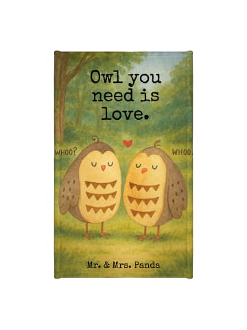 Mr. & Mrs. Panda Gästehandtücher Eulen Liebe Design mit Spruch in Weiß