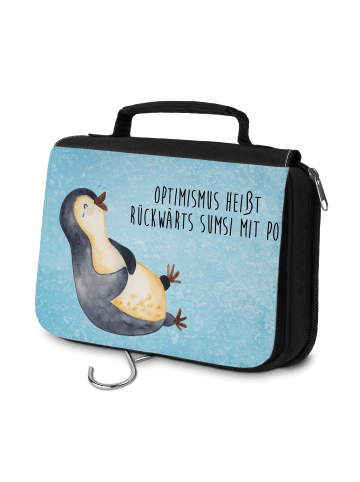 Mr. & Mrs. Panda Toilettentasche Pinguin Lachen mit Spruch in Eisblau