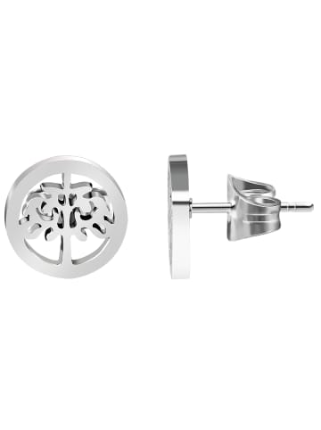 Adeliás Damen Ohrringe – Ohrstecker Lebensbaum aus Edelstahl in silber