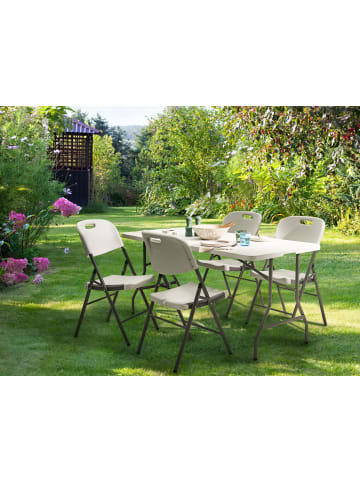 Beliani Gartentisch CUGNOLI in Weiß/Silber - (W) 74 x (H) 74 x (L) 152 cm