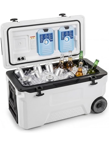 COSTWAY 50L Kühlbox Thermobox mit Rollen & Griff in Weiß