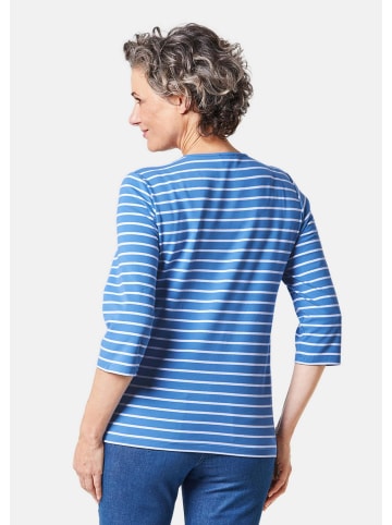 GOLDNER Jerseyshirt mit Rundhals in azur / weiß / geringelt