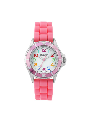 s.Oliver Quarzuhr Silikon, Edelstahl in pink