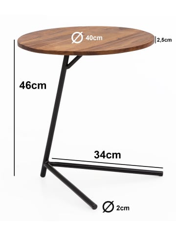 FineBuy Beistelltisch in Braun / Sheesham / 40x40x46
