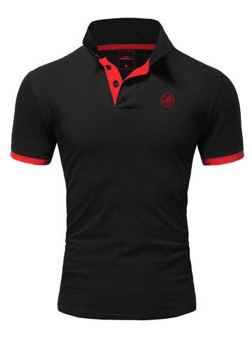 Amaci&Sons Basic Kontrast Polo Shirt MEMPHIS in Schwarz/Rot