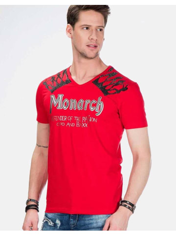 Cipo & Baxx Herren T-Shirt mit Foil-Print in ROT