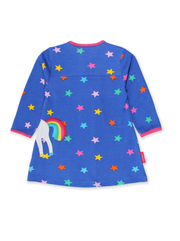 Toby Tiger Kleid mit Einhorn und Regenbogen Applikation in blau