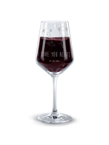 Mr. & Mrs. Panda Glas Rotwein Axolotl Liebe mit Spruch in Transparent