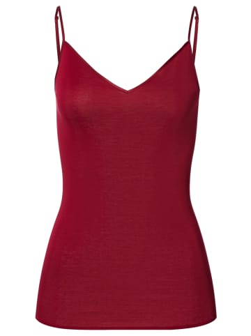 Hanro Spaghetti Top Cotton Seamless in Red dahlia