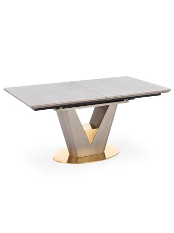 Feldmann-Wohnen Esstisch Valenton grau Marmor / gold / Aschfarben 160-220 / 90 / 76cm
