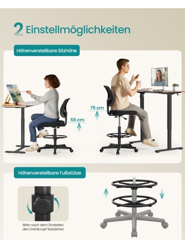 SONGMICS Bürostuhl Kime in Schwarz - (B)64 x (H)117 x (T)64 cm