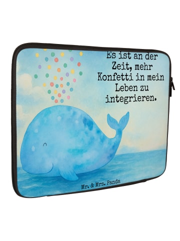 Mr. & Mrs. Panda Laptop Schutzhülle Wal Konfetti Design mit Spruch in Weiß