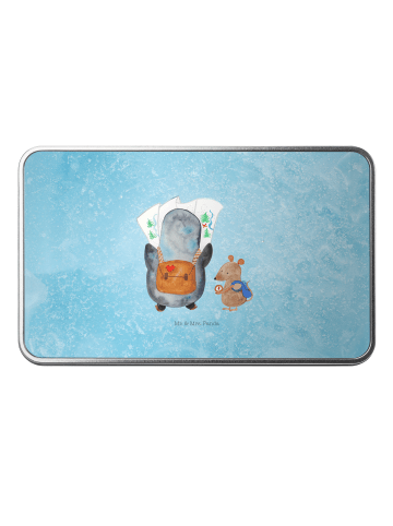 Mr. & Mrs. Panda Blechdose Pinguin & Maus Wanderer ohne Spruch in Eisblau