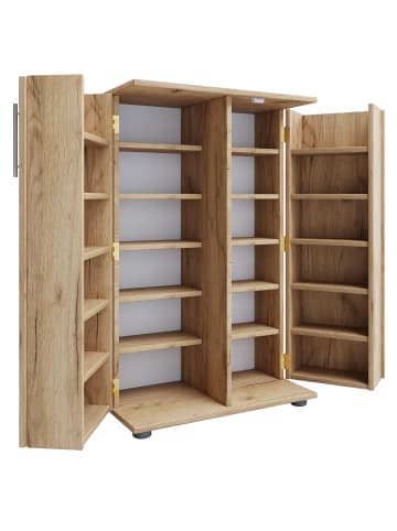 VCM  Holz Schrank CD DVD Regal abschließbar Engalo XL in Honig-Eiche